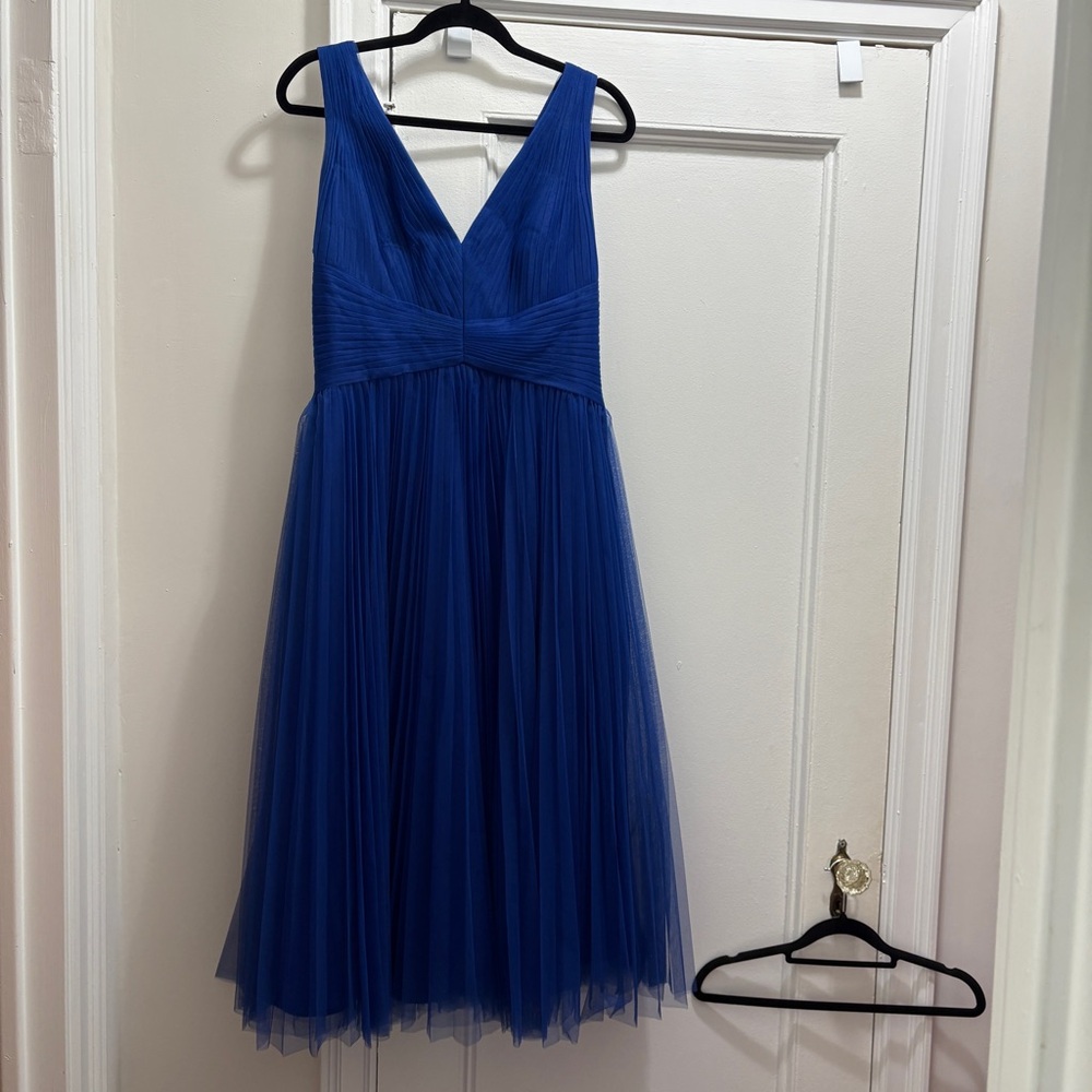 Zac Posen pleated tulle dress blue 8